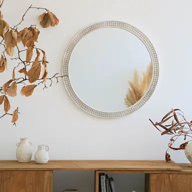 30 inch round mirror circular mirror of Uttermost Square-Cut Gleam Round Wall Mirror at entryway
